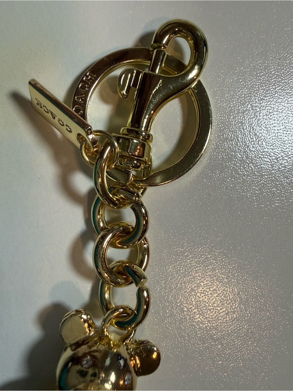 Coach Gold-Tone Teddy Bear Key & Card Holder Charm